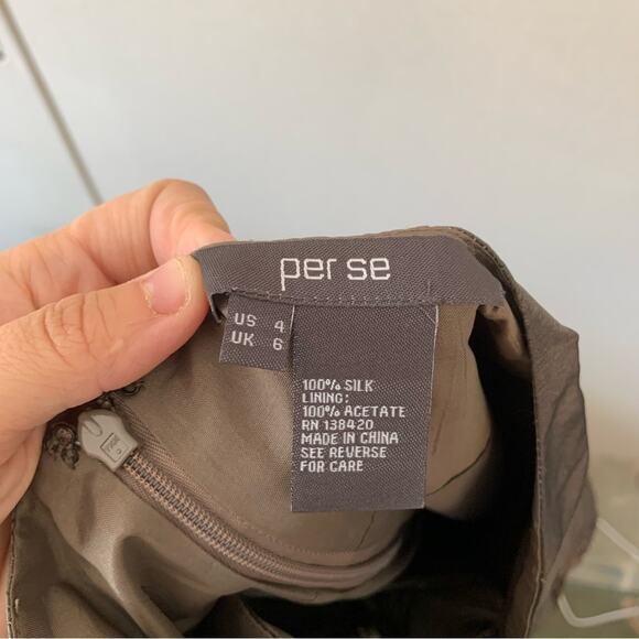 Per Se 100% Silk Brown Sequin Aline Skirt Embellished Metallic - Picture 5 of 5